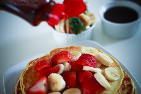 Pancakes with Strawberries & Bananas