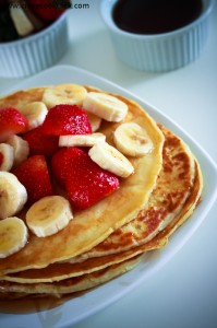 Pancakes with Strawberries & Bananas