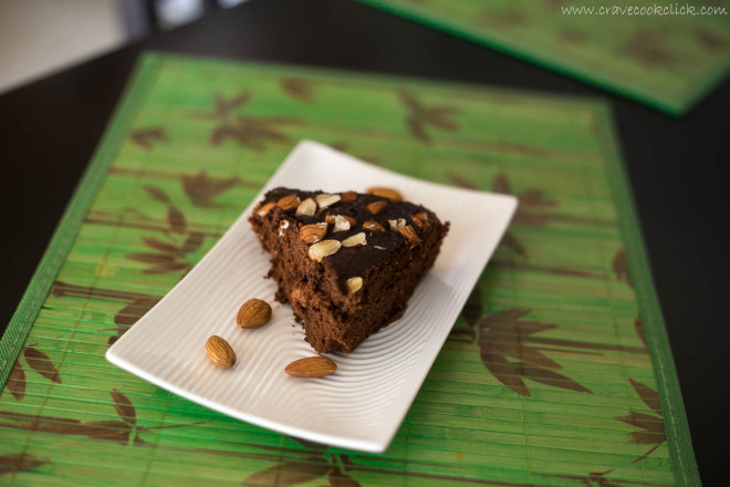 Eggless Instant Chocolate Almond Cake Recipe