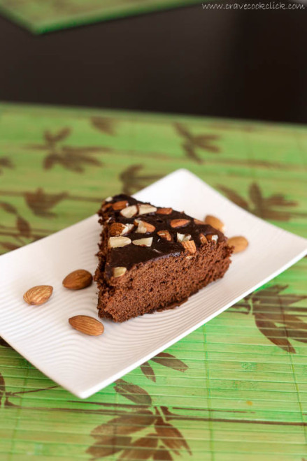 Eggless Instant Chocolate Almond Cake Recipe