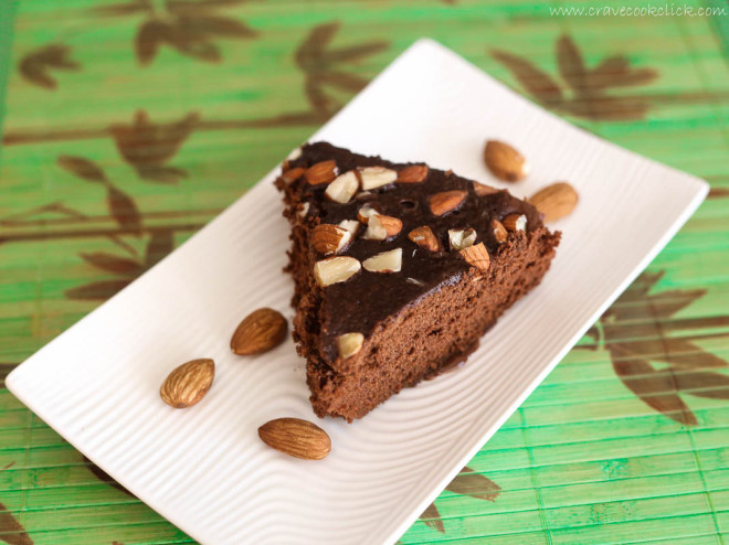 Eggless Instant Chocolate Almond Cake Recipe