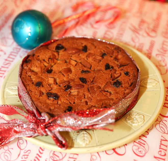 Christmas Almond Cranberry Brandy Cake