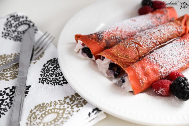 Kahlua Crepes with Ricotta Cheese and Berries Filling Recipe/How to make crepes