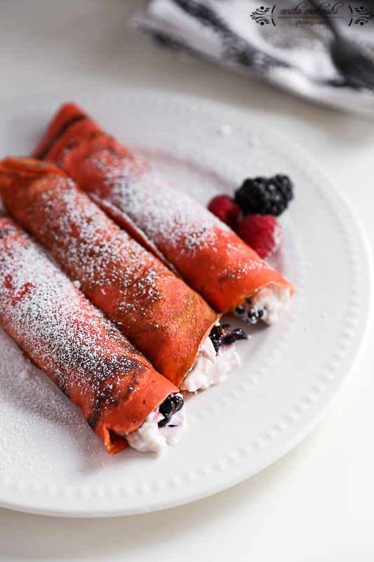 Kahlua Crepes with Ricotta Cheese and Berries Filling Recipe/How to make crepes