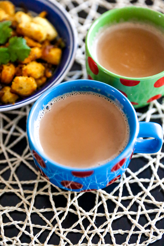 Adrak Elaichi Chai with Bread Upma Recipe