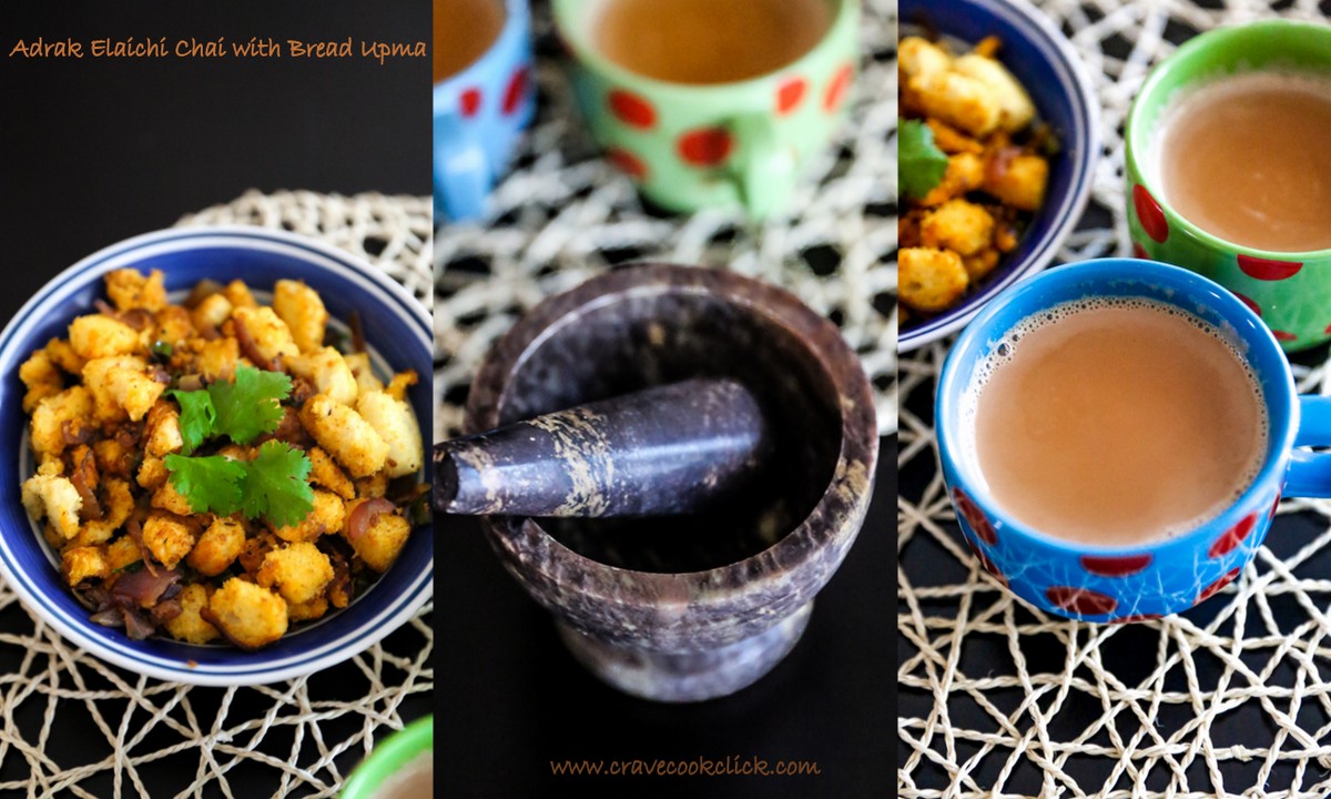 Adrak Elaichi Chai with Bread Upma Recipe