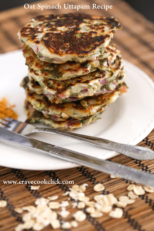 Oat Spinach Uttapam Recipe