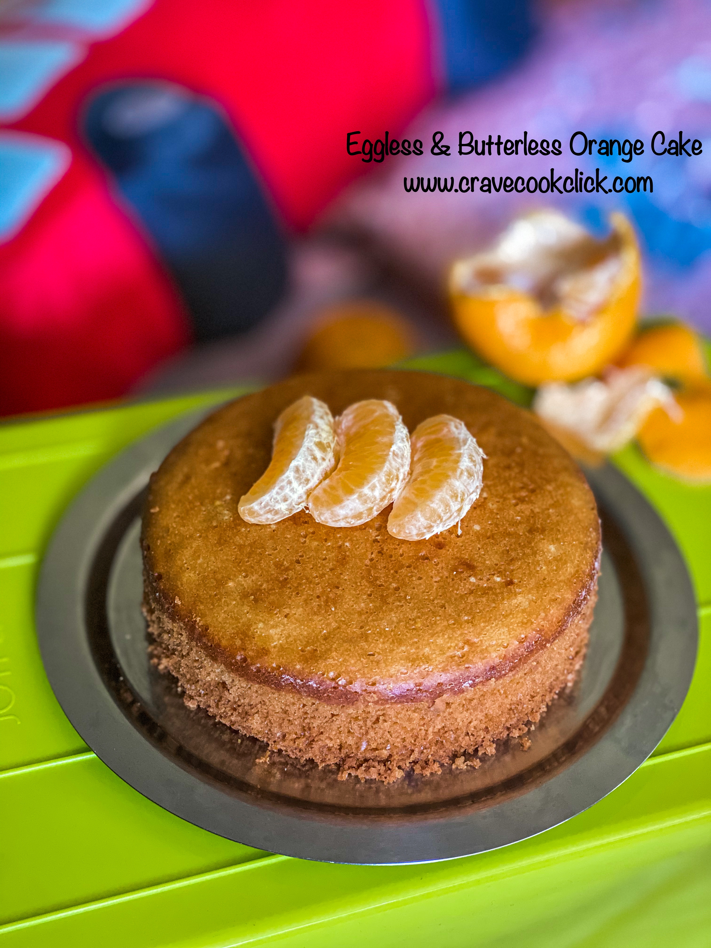 Eggless & Butterless Orange Cake