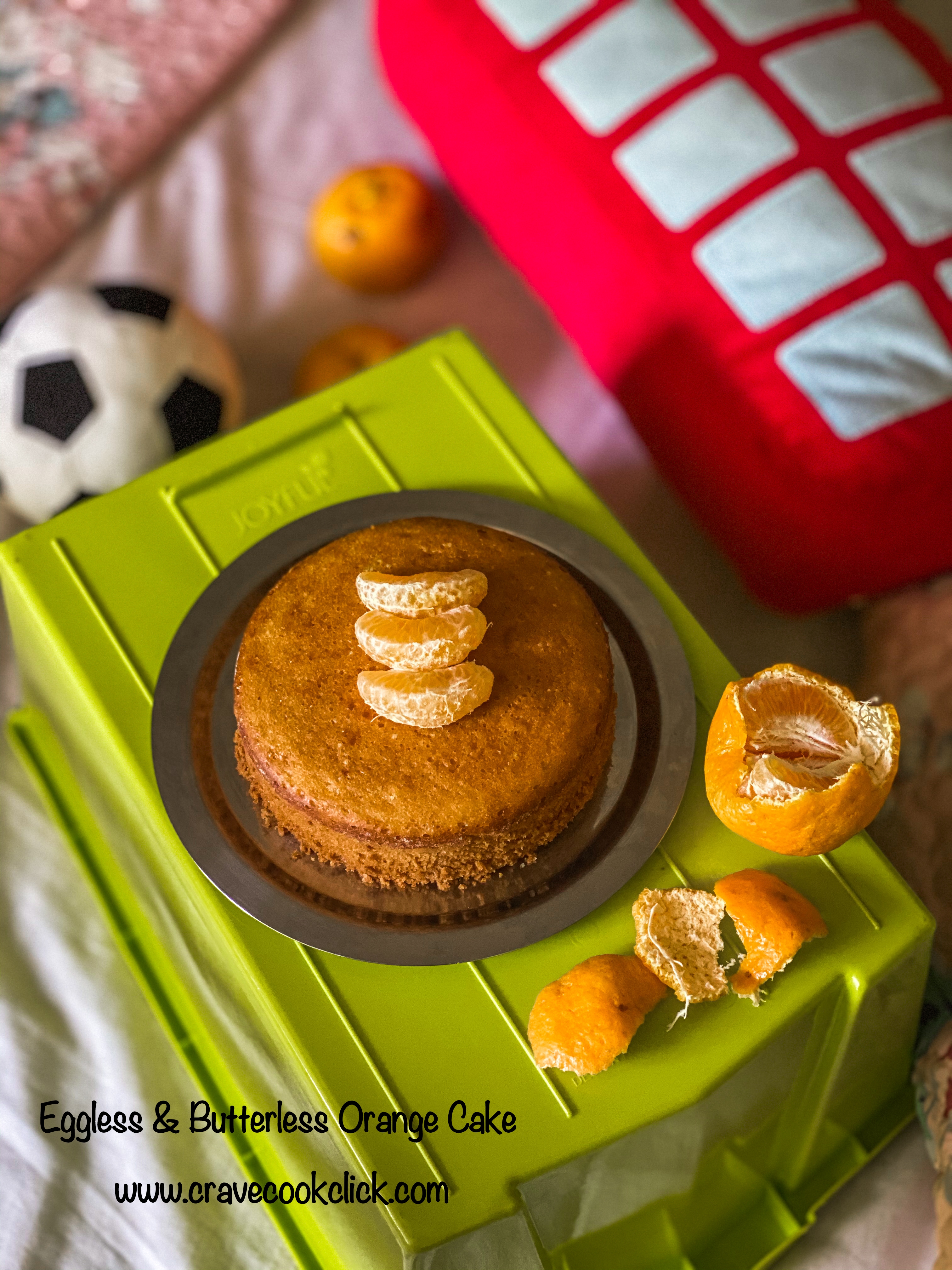 Eggless & Butterless Orange Cake