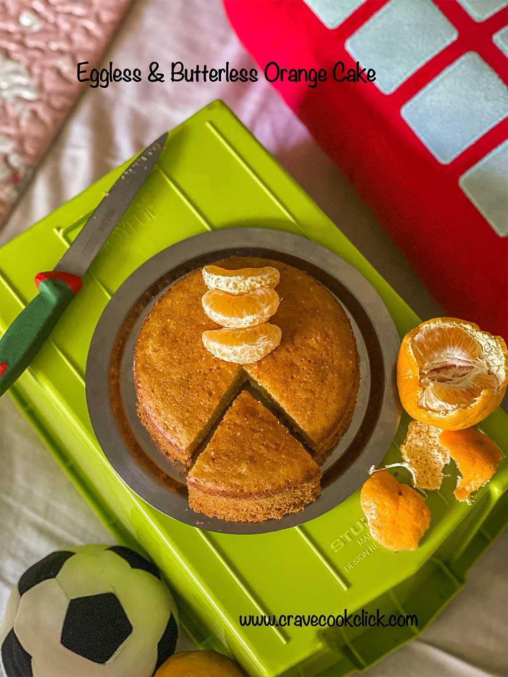 Eggless & Butterless Orange Cake