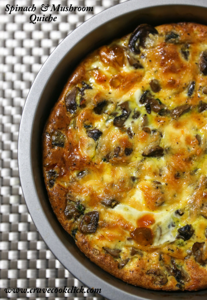 Spinach Mushroom Cheese Quiche Recipe – Crave Cook Click