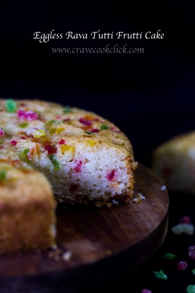 Rava cake, eggless cake, semolina cake, tutti frutti cake, easy cake recipe, pressure cooker cake, simple cake recipe