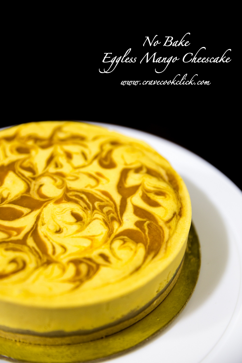 No Bake Eggless Mango Cheese Cake Recipe