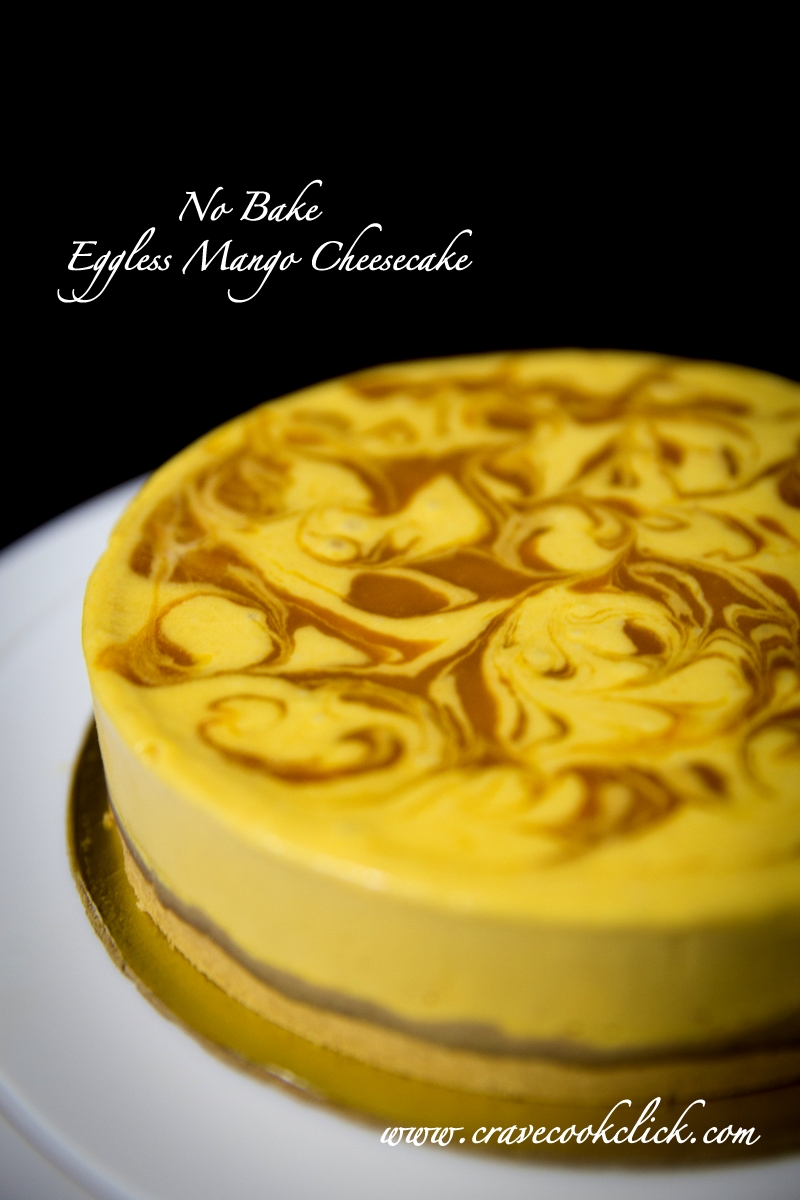 No Bake Eggless Mango Cheese Cake Recipe