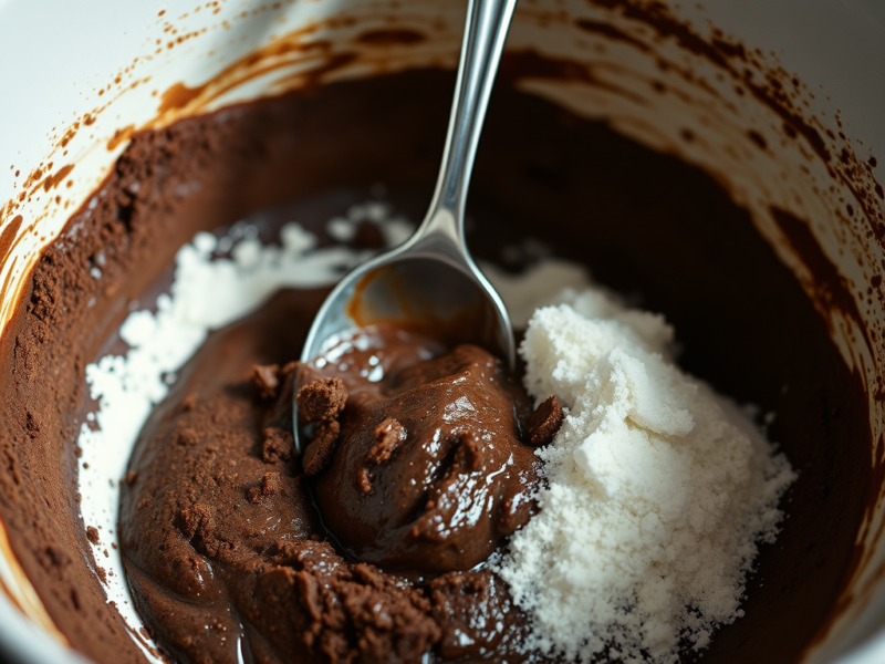 The current image has no alternative text. The file name is: brownie-baking-steps-mixing-bowl-of-ingredients-using-single-spoon.png